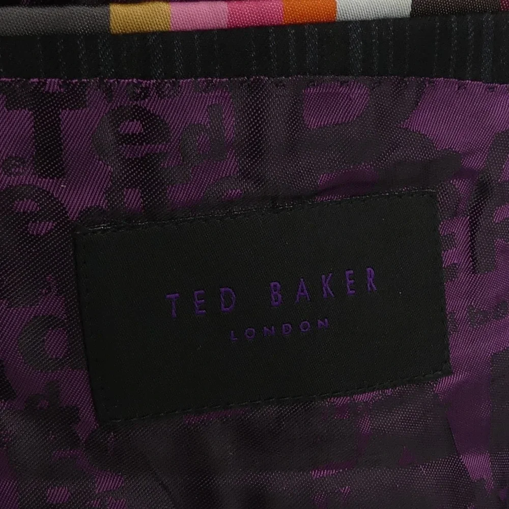 Ted Baker London 2-Piece Suit‎ Black Blue Stripe Wool Men's 42L 36x35